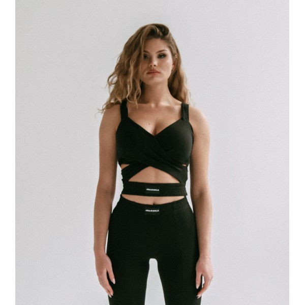 BLACK CUTOUTS CROSS TOP